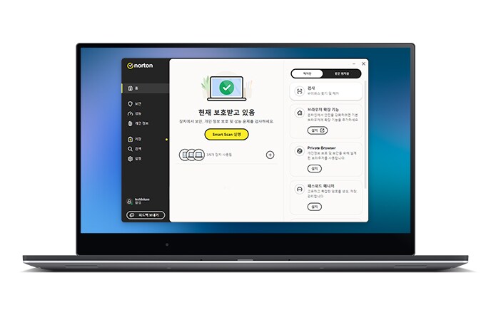 내 Norton 장치가 보호된 MacBook 이미지.